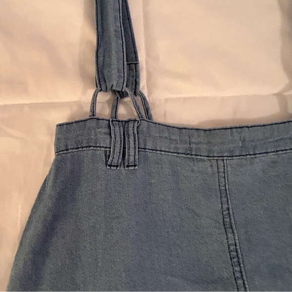 BaeVely 100% Cotton Denim Suspender Skirt with Full Button Front Detail - Picture 8 of 9